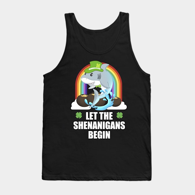 Shark Shenanigans Funny St Patricks Day Tank Top by TheBeardComic